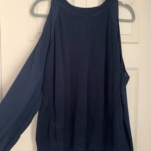 Loft Navy Cold Shoulder Sweater